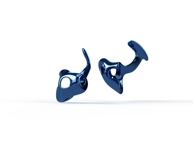 Otoplastiken aus Titan Deep Blue